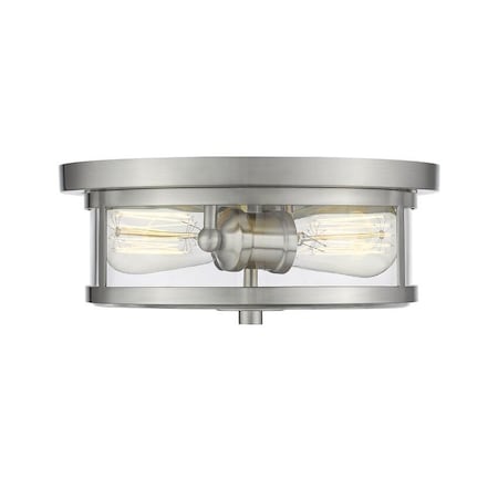 Z-Lite Savannah 2 Light Flush Mount, Brushed Nickel & Clear 462F11-BN